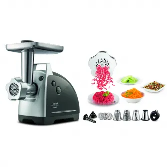 Masina de tocat carne Tefal HV8 Plus 9 Г®n 1 NE688837, 2200W, 3 site, capacitate procesare 4.5KG, functie reverse, negru/argintiu