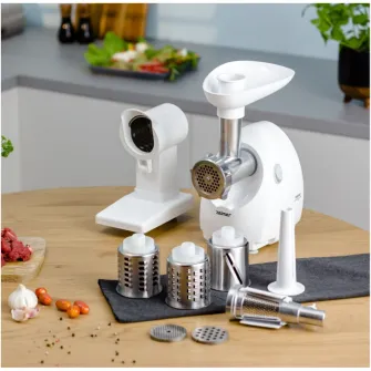Masina de tocat carne Zelmer ZMM4055B, 1900 W, 2,5 kg capacitate de tocare pe minut, 3 site, 3 razatoare, accesoriu pentru carnati, cutit reversibil, accesoriu rosii