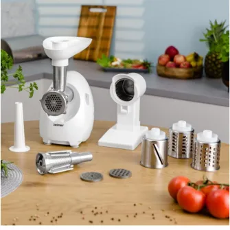 Masina de tocat carne Zelmer ZMM4055B, 1900 W, 2,5 kg capacitate de tocare pe minut, 3 site, 3 razatoare, accesoriu pentru carnati, cutit reversibil, accesoriu rosii
