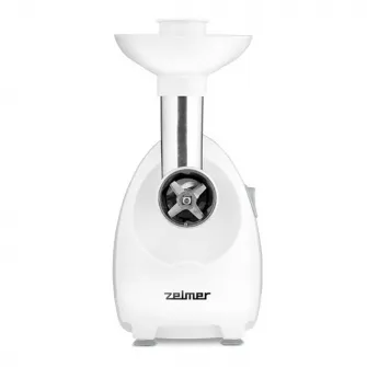 Masina de tocat carne Zelmer ZMM4080, putere maxima 1900 W, capacitate 2,5 kg, 3 site ( 2,7 mm, 4 mm ,8 mm ) cutit 2 fatete, accesoriu carnati, alb