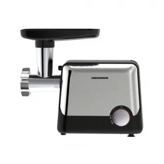 Masina de tocat Heinner HMG-2100BKS3, 2100W, 1.8 kg/min, accesoriu rosii, accesorii kibbe si carnati, cutit inox, 2 site metalica, Negru/Inox