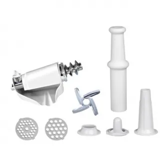 Masina de tocat Heinner MG-W1200R, 1360W, Accesoriu rosii, Accesoriu carnati, Cutit inox, Alb