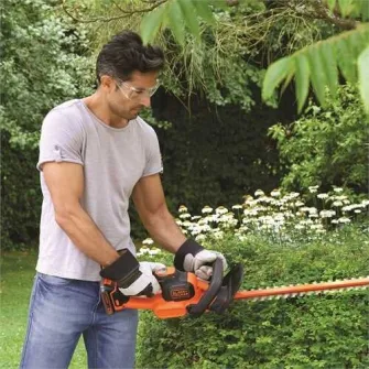 Masina de tuns gard viu fara fir, Black & Decker, 18 V, 2 Ah, lama 45cm, Portocaliu/Negru