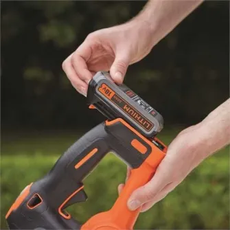 Masina de tuns gard viu fara fir, Black & Decker, 18 V, 2 Ah, lama 45cm, Portocaliu/Negru