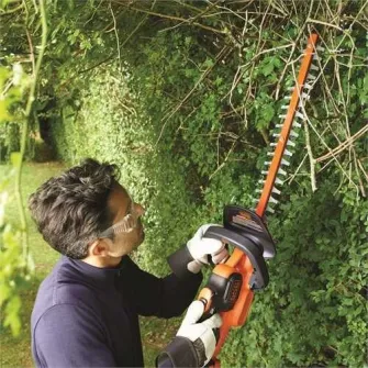 Masina de tuns gard viu fara fir, Black & Decker, 18 V, 2 Ah, lama 45cm, Portocaliu/Negru