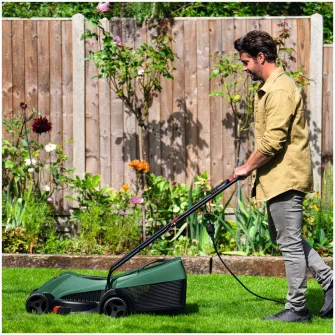 Masina de tuns gazon/iarba electrica Bosch EasyRotak 32-235, putere 1200 W, 32 cm latime taiere, 3 trepte de taiere, inaltime taiere 25 - 65 mm, sac colector 31 L