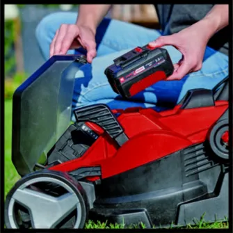 Masina de tuns gazon/iarba pe acumulator Einhell Power X-Change GE-CM 36/34-1 Li Solo, 2x18 V, 33.5 cm latime taiere, inaltime taiere 25-65 mm, 5 trepte de taiere, sac colector 30 l, fara acumulator si incarcator in setul de livrare
