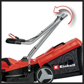 Masina electrica de tuns gazon/iarba pe acumulator Einhell Power X-Change GE-CM 18/33 Li, 18 V, latime taiere 33 cm, inaltime taiere 5 trepte 25-65 mm, sac 30 l, acumulator inclus 18V 4 Ah, incarcator