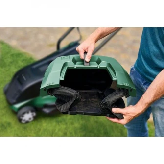 Masina electrica de tuns gazonul Bosch UniversalRotak 450, 1300 W, 35 cm latime taiere, 40 l volum sac colector, 70 mm inaltime maxima taiere