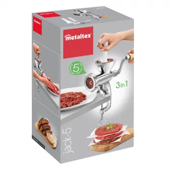 Masina pentru tocat carne nr.5 Metaltex Jack 5, aluminiu/plastic/lemn