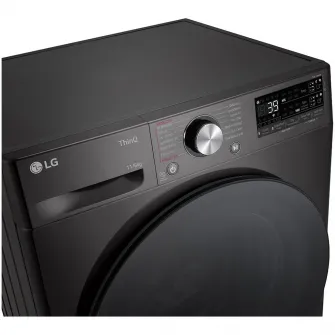 Masina spalat cu uscator LG F4DR711S2BA, Spalare 11 kg / Uscare 6kg, 1400 RPM, Motor Direct Drive Inverter, Spa, Turbo Wash 39, Wi-Fi, Clasa D, Autodose, Negru