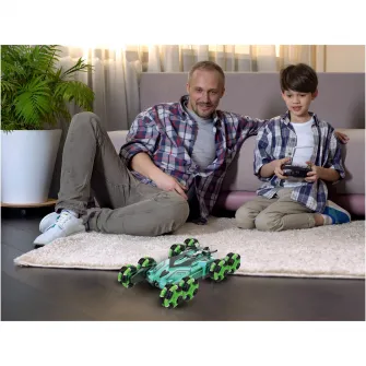 Masinuta cu telecomanda Mappy Stunt Spray Drift, verde / negru