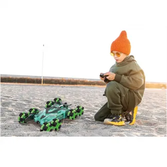 Masinuta cu telecomanda Mappy Stunt Spray Drift, verde / negru
