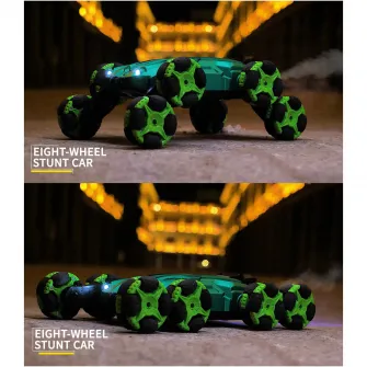 Masinuta cu telecomanda Mappy Stunt Spray Drift, verde / negru