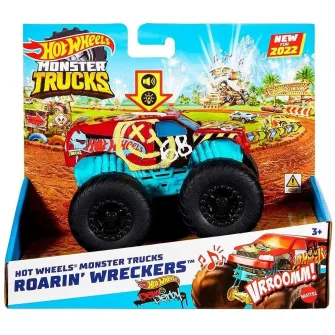 Masinuta Hot Wheels Monster Truck - Roarin Wreckers, Demo Derby, cu sunete, scara 1:43