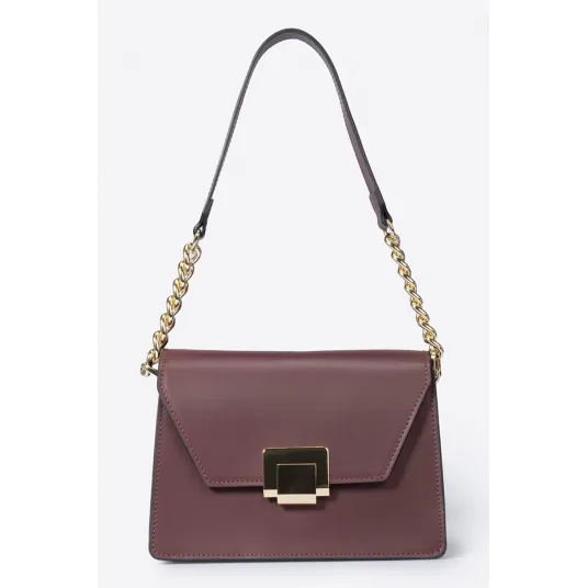 Massimo Castelli, Geanta crossbody de piele cu clapa, VisinIu