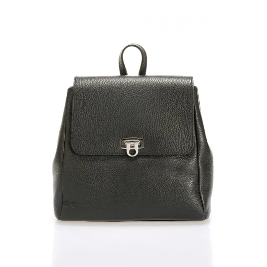 Massimo Castelli, Rucsac din piele cu clapa, Negru