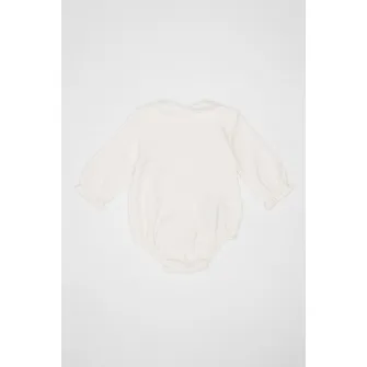 Mayoral, Body din bumbac cu model uni, Alb fildes, 65 CM