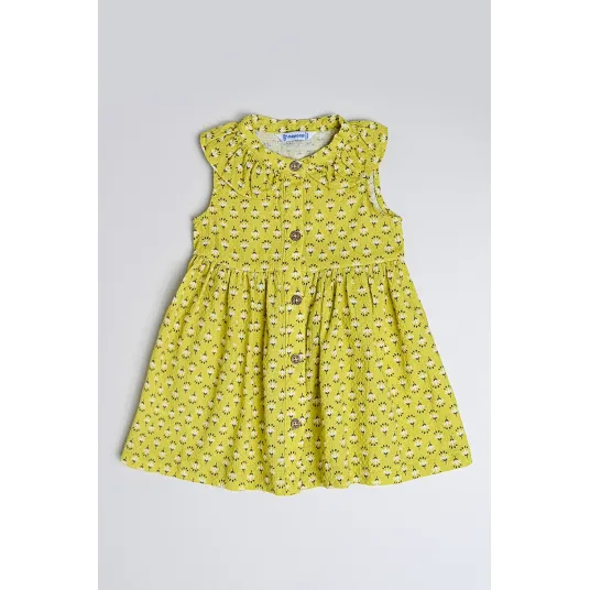 Mayoral, Rochie evazata cu model, Verde fistic, 86 CM