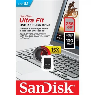 SanDisk Ultra Fit 256 ГБ USB-флеш-накопитель, USB 3.1, черный