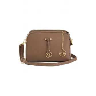 Mia Tomazzi, Geanta crossbody de piele cu aspect texturat Certosa, Maro taupe