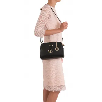 Mia Tomazzi, Geanta crossbody de piele cu aspect texturat Certosa, Negru