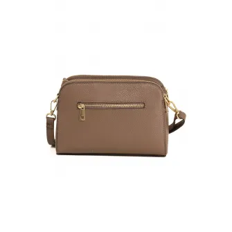 Mia Tomazzi, Geanta crossbody de piele cu aspect texturat Certosa, Maro taupe