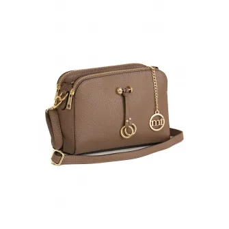 Mia Tomazzi, Geanta crossbody de piele cu aspect texturat Certosa, Maro taupe
