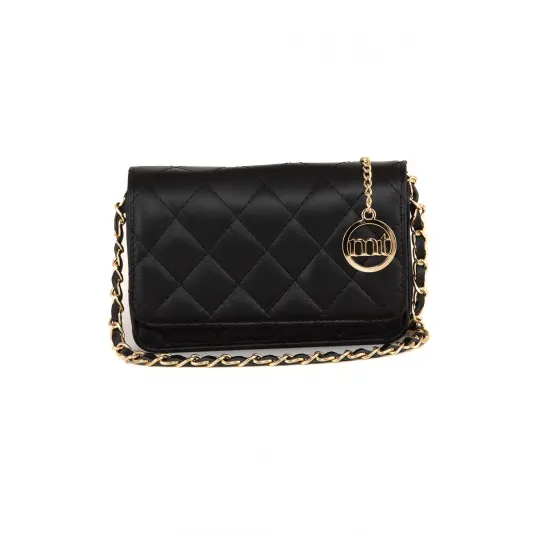 Mia Tomazzi, Geanta crossbody din piele cu aspect matlasat, Negru