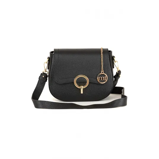 Mia Tomazzi, Geanta crossbody din piele cu aspect texturat, Negru