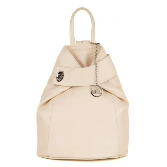 Mia Tomazzi, Rucsac de piele cu accesoriu logo Sirietto, Crem