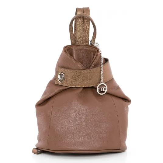 Mia Tomazzi, Rucsac de piele cu accesoriu logo Sirietto, Maro