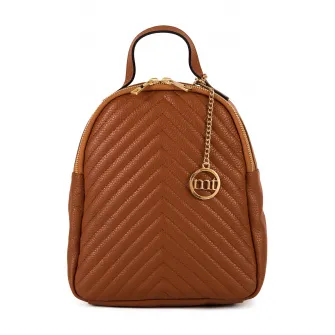 Mia Tomazzi, Rucsac din piele cu segment cu aspect chevron, Maro scortisoara