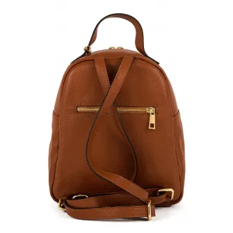 Mia Tomazzi, Rucsac din piele cu segment cu aspect chevron, Maro scortisoara