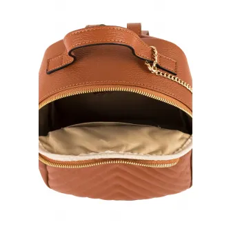 Mia Tomazzi, Rucsac din piele cu segment cu aspect chevron, Maro scortisoara
