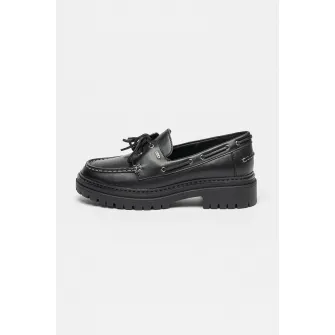 Michael Kors, Pantofi boat de piele Cameron, Negru, 8.5