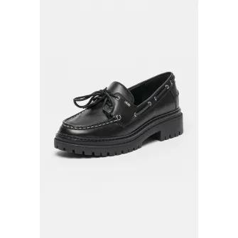 Michael Kors, Pantofi boat de piele Cameron, Negru, 8.5