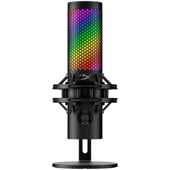 Microfon gaming HyperX QuadCast 2 S pentru Streamers/Content Creators, cardioid, USB-C, 32-bit bit depth, 192kHz sampling rate, 100+ LED-uri aRGB, PC Win11, Mac, Steam Deck, negru