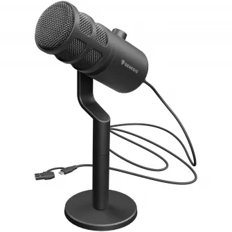 Microfon Genesis Radium 350D, tip Dynamic, model cardioid, suport fix, conectivitate USB-C, raspuns in frecventa 60 - 14.000 Hz, sensibilitate48 dB, lungime cablu 250 cm, negru