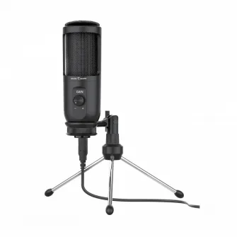 Microfon White Shark TAUS, Cardioid, Trepied, S/N Ratio (dB): 60, Bit Rate192 kHz / 24 bit, Miez Condensator 14mm, Ideal pentru Streaming sau Gaming Chat, Cablu USB 1,5m