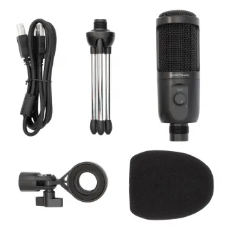 Microfon White Shark TAUS, Cardioid, Trepied, S/N Ratio (dB): 60, Bit Rate192 kHz / 24 bit, Miez Condensator 14mm, Ideal pentru Streaming sau Gaming Chat, Cablu USB 1,5m