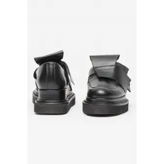 Mihaela Glavan, Pantofi loafer wedge de piele, Negru, 39