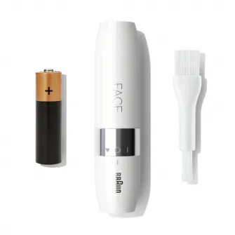 Mini aparat pentru indepartarea parului facial Braun FACE FS1000, pe baterii, Alb