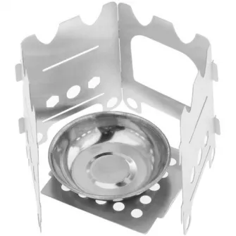 Mini-cuptor/gratar colapsabil pentru camping/hiking, otel, Dynamic, 9x11 cm