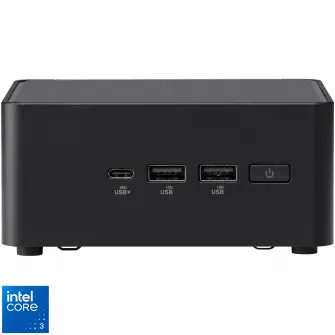 Mini PC Asus NUC 14 Pro RNUC14RVHI300002I cu procesor Intel® Core™ 3 100U pana la 4.7 GHz, fara RAM, fara stocare, Intel® Graphics, No OS, EU cord, Negru