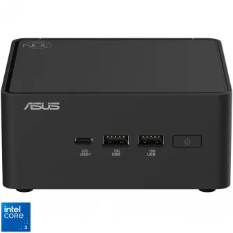 Mini PC Asus NUC 15 Pro Tall Kit/RNUC15CRKV700002 cu procesor Intel® Core™ 3 100U pana la 4.7GHz, fara RAM, fara stocare, Intel® Arc™ graphics, No OS, EU cord, Black