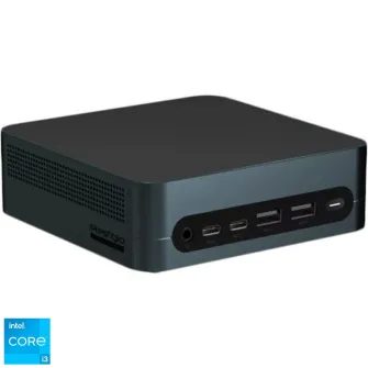 Mini PC Prestigio Solutions PSMPC103 cu procesor Intel® Core™ i3-1215U pana la 4.4GHz, fara RAM, fara Stocare, Intel® UHD Graphics, Wi-Fi, Bluetooth, HDMI, No OS, Negru