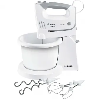 Mixer cu bol Bosch MFQ36460, 450 W, 5 Viteze + Turbo, Alb