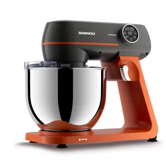 Mixer cu bol Daewoo DHM1000, putere 1000 W, 10 trepte de viteza, capacitate bol inox 7 litri, angrenaj metalic, display LED, accesorii incluse: tel, carlig framantare, palete amestecare din silicon, negru