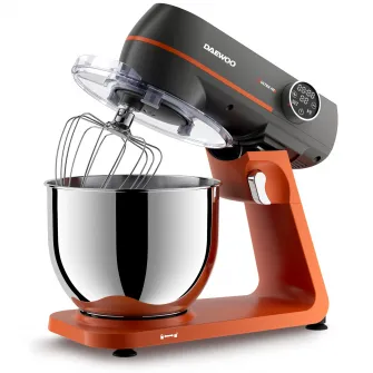 Mixer cu bol Daewoo DHM1000, putere 1000 W, 10 trepte de viteza, capacitate bol inox 7 litri, angrenaj metalic, display LED, accesorii incluse: tel, carlig framantare, palete amestecare din silicon, negru